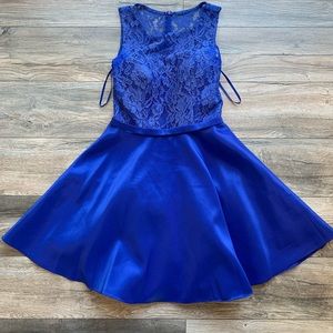 Blue Formal Cocktail Lace Homecoming Dress